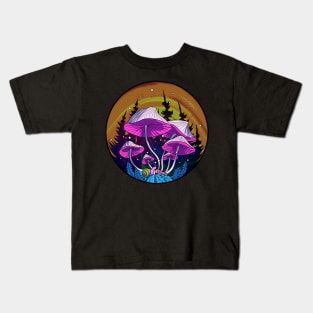 Hippie Mushrooms Psychedelic Forest Fungi Foraging Mycology Kids T-Shirt